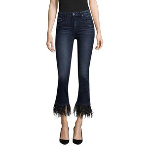 Women's 29 Paige Jacqueline Straight Jeans in Bixby with Feather Hems Zipper Fly